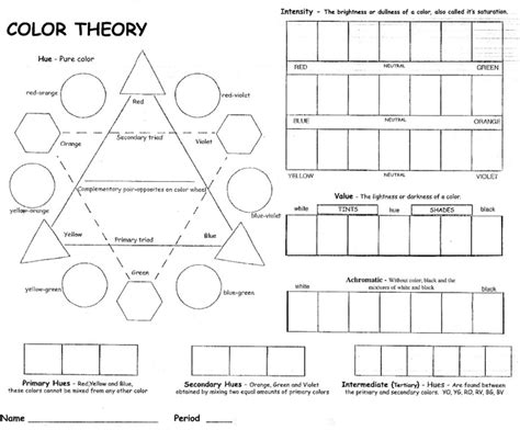 Free Printable Color Theory Worksheet Kidsworksheetfun