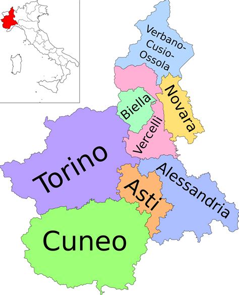 Filemap Of Region Of Piedmont Italy With Provinces It
