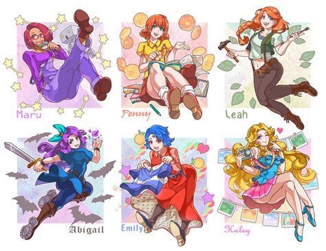 Haley Abigail Penny Leah Emily And More Stardew Valley Drawn By Tanagawa Makoto Danbooru