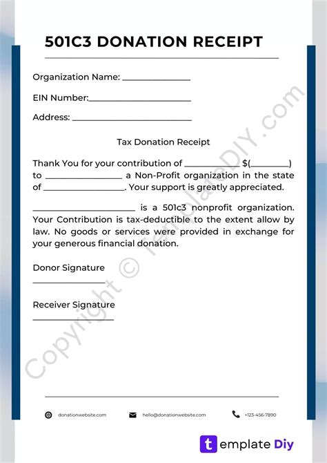 Printable C Donation Receipt Template Printable Templates