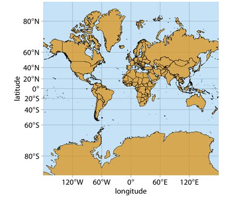 Labeled World Map With Longitude And Latitude Lines