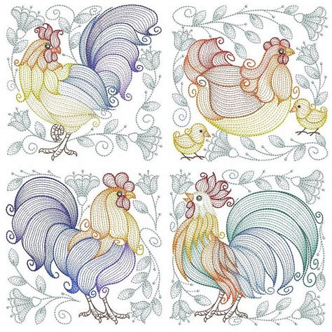 Rippled Chickens Set 10 Designs 3 Sizes Products Swak Embroidery