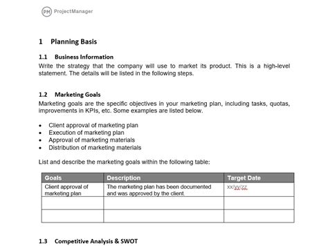 Marketing Plan Excel Template
