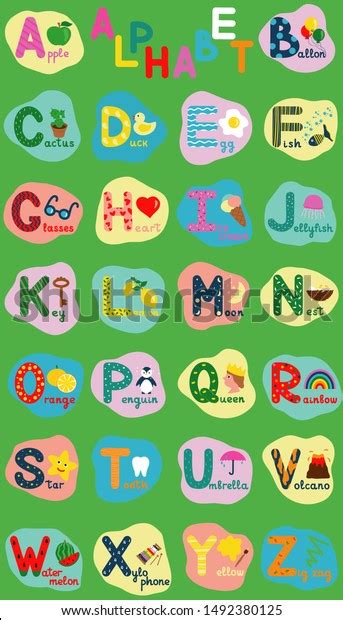 English Alphabet For Children Whole Alphabet With Words In Uppercase