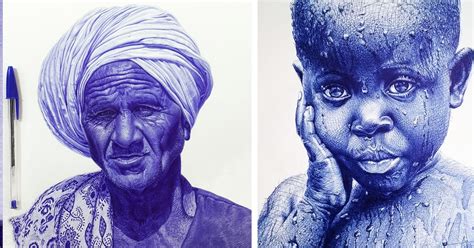 20 Unbelievable Photorealistic Portraits Drawn With A Ballpoint Pen Search By Muzli