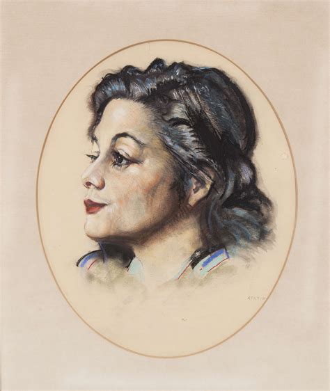 Lot 29 Seán Keating Prha 1889 1977 Portrait Of Movita Charcoal And Pastel 27 X 29cm Shaped