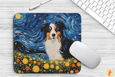 Starry Night Australian Shepherd Dog Graphic By Foxmia · Creative Fabrica
