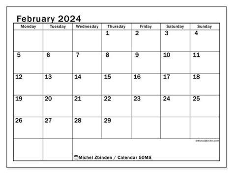 February 2024 Printable Calendar Vertical 2024 Calendar Printable