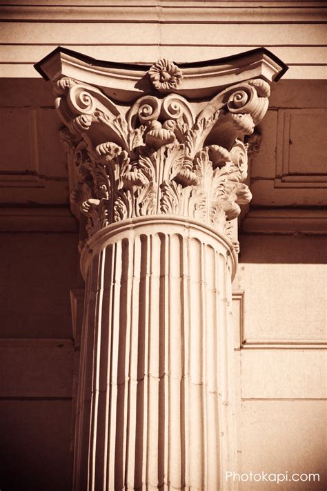 A column or pillar in architecture and structural engineering is a structural element that transmits, through compression, the weight of the structure above to other structural elements below. Corinthian Column - Photokapi.com