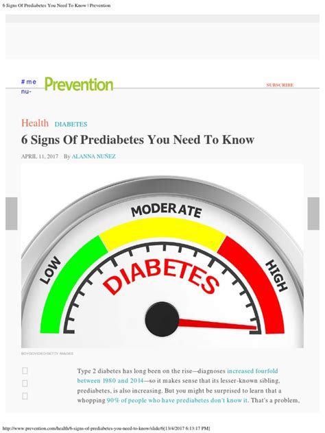 6 Signs Of Prediabetes You Need To Know Prevention Pdf Prediabetes