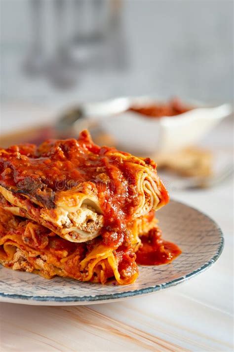Italian Baked Pasta Lasagna With Meat Ragu Sauce Stock Image Image Of