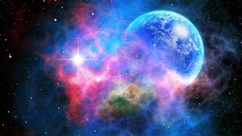 Alien Planet In Space With Nebulas And Stars Beautiful Picture Of The