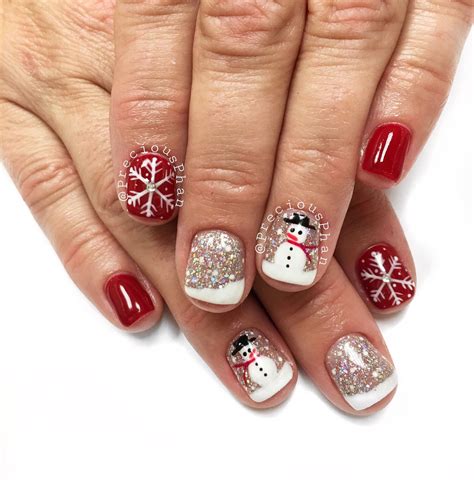 Christmas Nails Snowman Snowflakes Preciousphannails Nageldesign