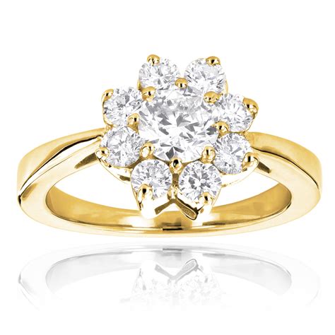 Ladies Diamond Cluster Rings 14k Gold Diamond Flower Ring 12ct 000002