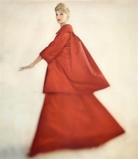 Evelyn Tripp In Vogue 1958 Red Silk Silk Satin 1950s Fashion
