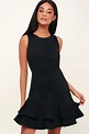 Cute Black Dress - Black Ruffled Dress - Black Party Dress - Lulus