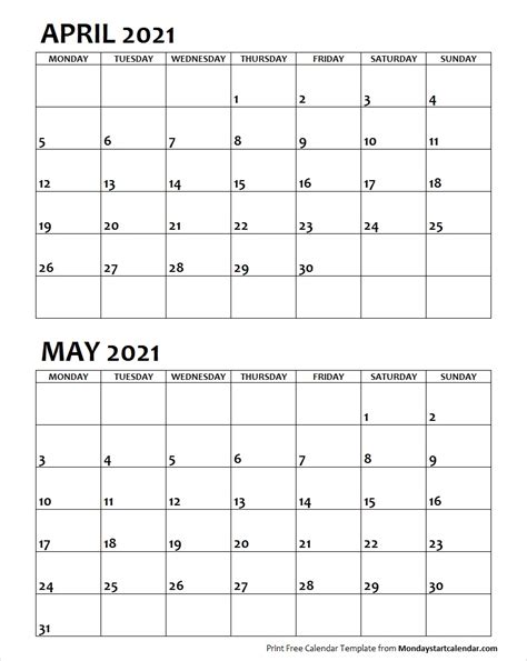 Free printable april 2021 calendar templates with american holidays in pdf, jpg formats. Printable April May 2021 Calendar | Free Printable Calendar