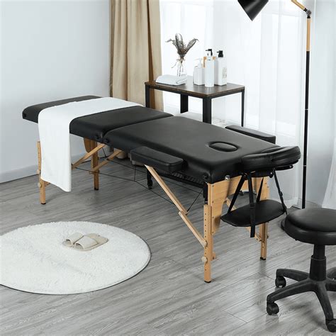 Topeakmart Sections Folding Adjustable Massage Table Massage Bed Portable Spa Table With