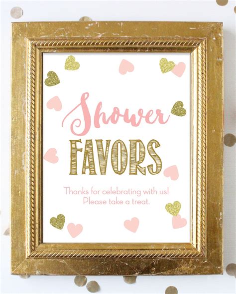 Pink And Gold Favors Baby Shower Sign Printable 8x10 Baby Etsy