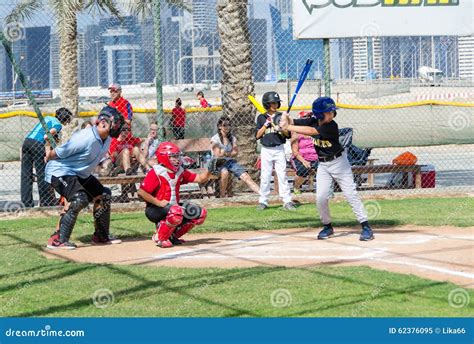 Kids Playing Baseball On Dubai Fieldsnovember 2015 Uae Editorial