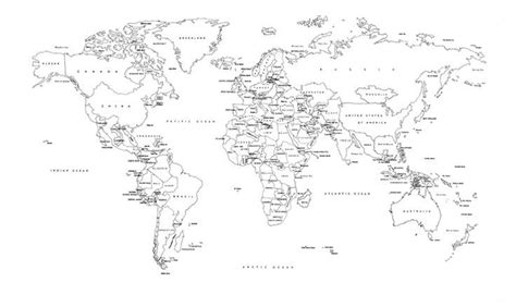 World Political Map Black And White A4 Size World Political Map