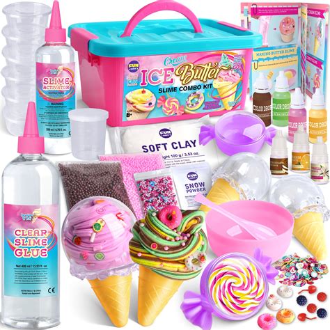 Fluffy Butter Slime Kit For Girls， Funkidz Ice Cream Slime Making Kit