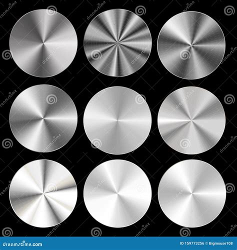 Realistic Detailed 3d Radial Conical Metallic Gradient Set Vector