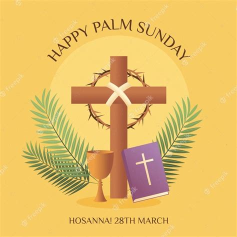Premium Vector Gradient Palm Sunday Illustration With Cross