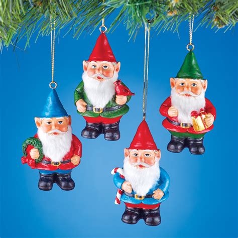 Set Of 4 Gnome Ornaments Collections Etc