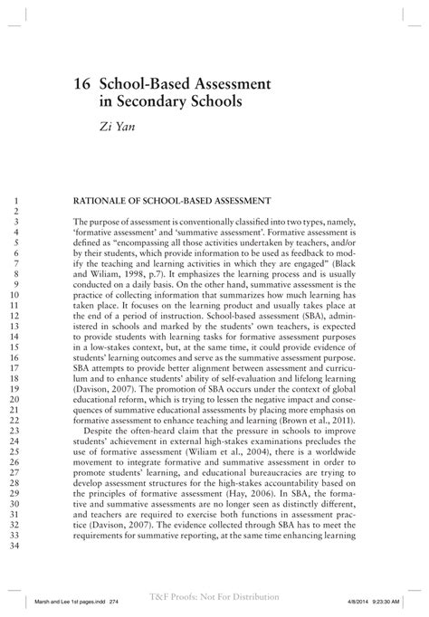 Pdf School Based Assessment In Secondary Schools