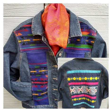 Embellished Denim Jacket Tribal Design Artwear Jean Jacket Etsy Uk