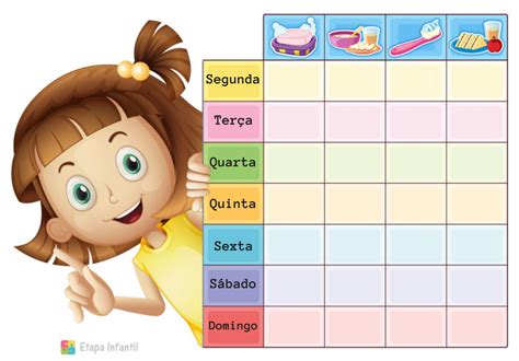 Tabela De Rotinas Diárias Para Crianças Em Casa Idade Iniciais