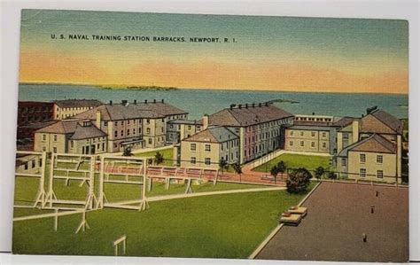 Us Naval Traing Station Barracks Newport Ri 1940s Military Linen