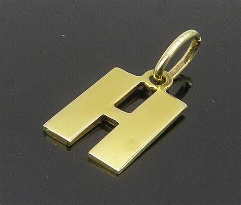 14k Gold Vintage Shiny Smooth Petite Letter H Initi Gem