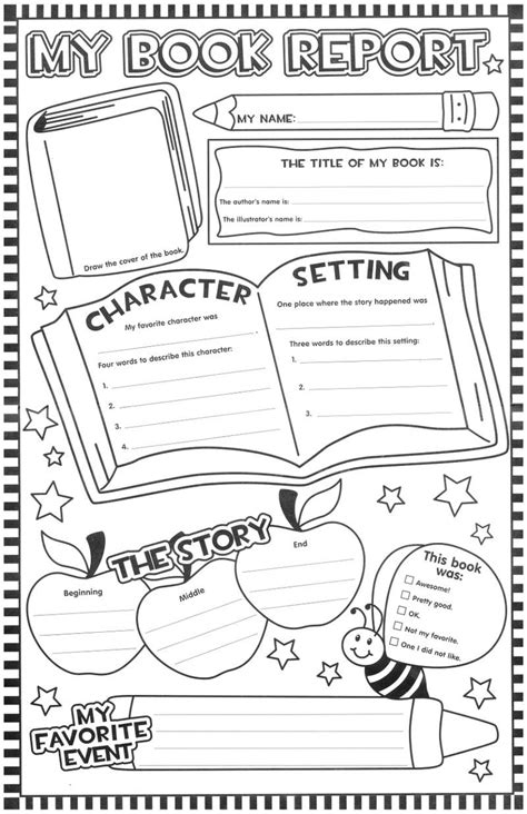 Free Printable Childrens Book Template Book Review First Grade