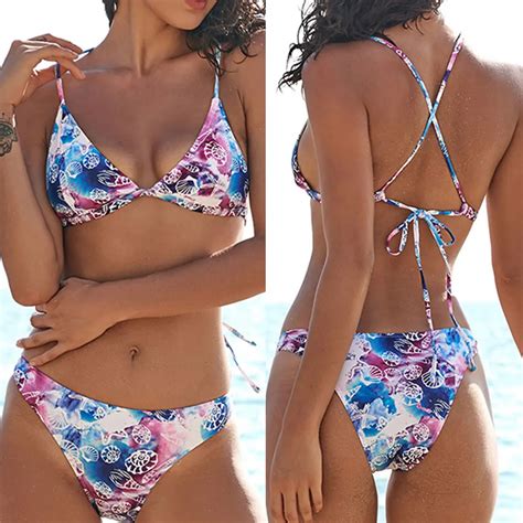 buy 2019 women sexy printed bikini set female swimwear swimsuit beach bathing