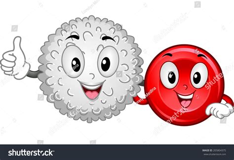 Mascot Illustration Featuring A White Blood Cell And A Red Blood Cell