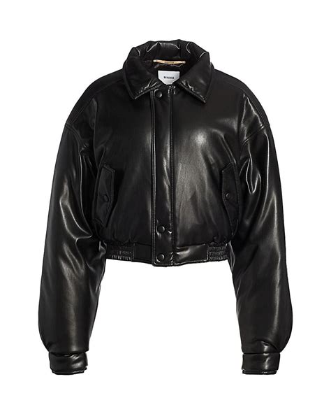 Nanushka Synthetic Bomi Cropped Faux Leather Bomber Jacket In Black Lyst