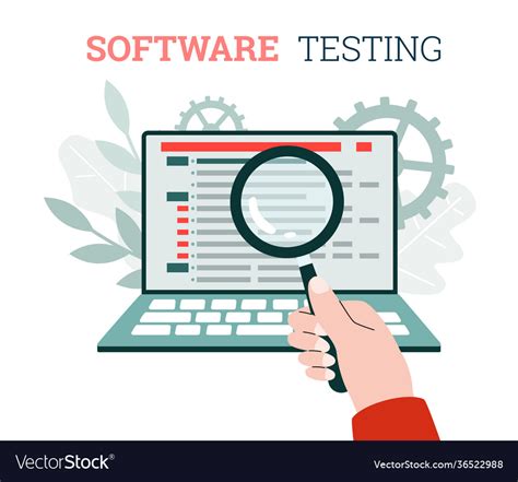 Software Testing With Desktop Computer Cartoon Vector Image
