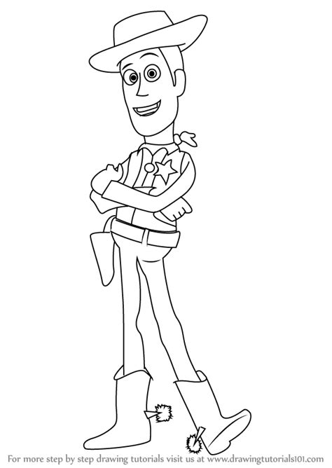 Step By Step How To Draw Sheriff Woody From Toy Story