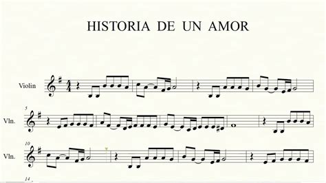 Historia De Un Amor Violin Sheet Partitura Para Violín Youtube