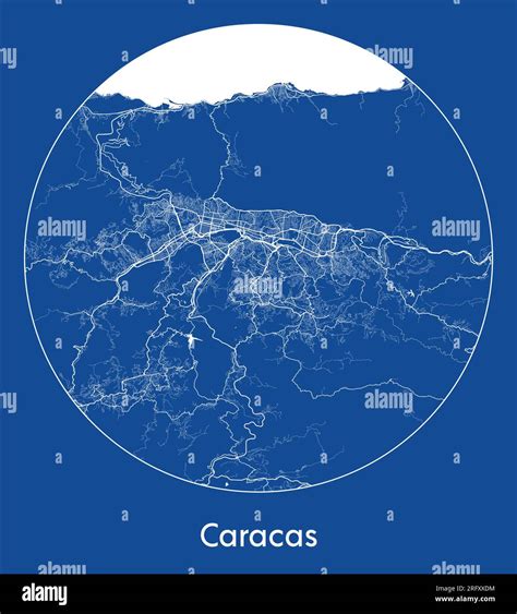 City Map Caracas Venezuela South America Blue Print Round Circle Vector