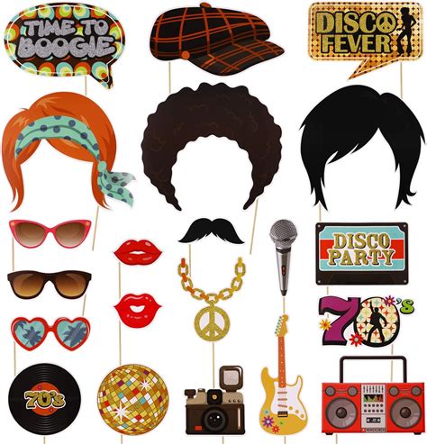 Buy Amosfun 1970s Photo Booth Props 70s Disco Throwback Party Theme