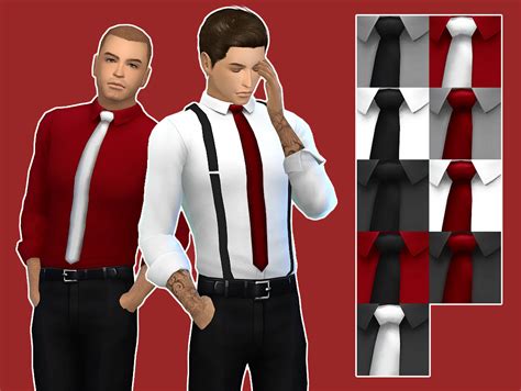 My Sims 4 Blog Shirt With Tie And Suspenders For Males By