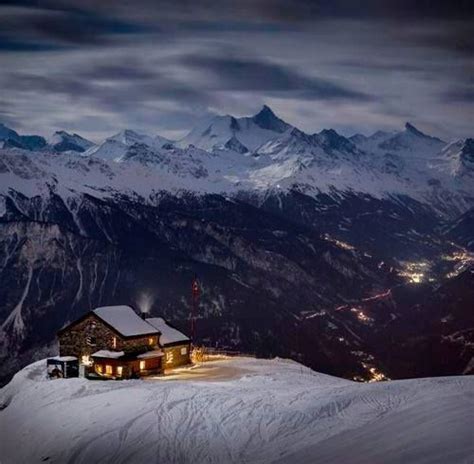 Swiss Alps Wonders Of The World Full Moon Night Beautiful Places