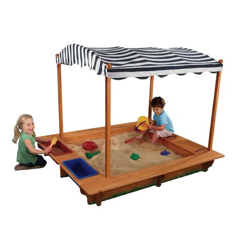 Outdoor Sandbox With Canopy Navy And White Kidkraft 00165