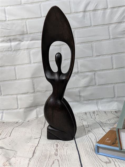 African Hand Carved Wooden Sculpture Traditional Tribal Art Kneeling