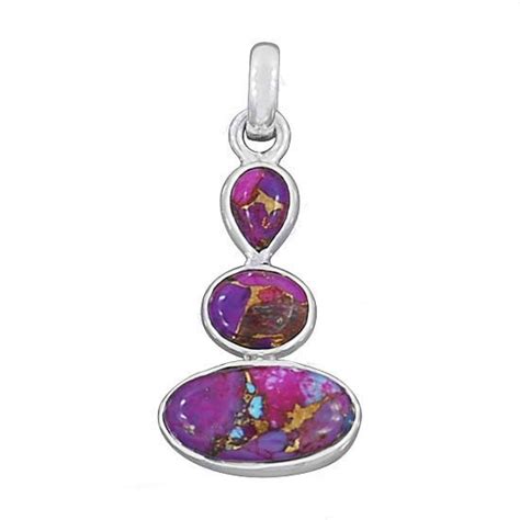 925 Sterling Silver Purple Turquoise Pendant SMGL