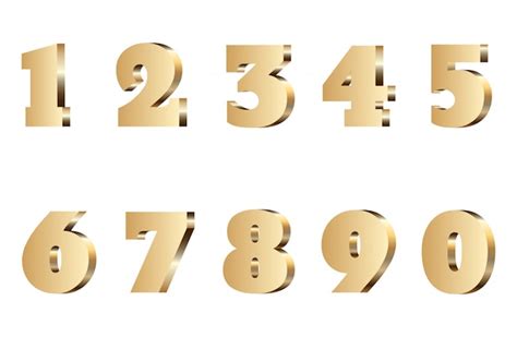 Premium Vector 3d Gold Number Set Isolated Golden Metal Font