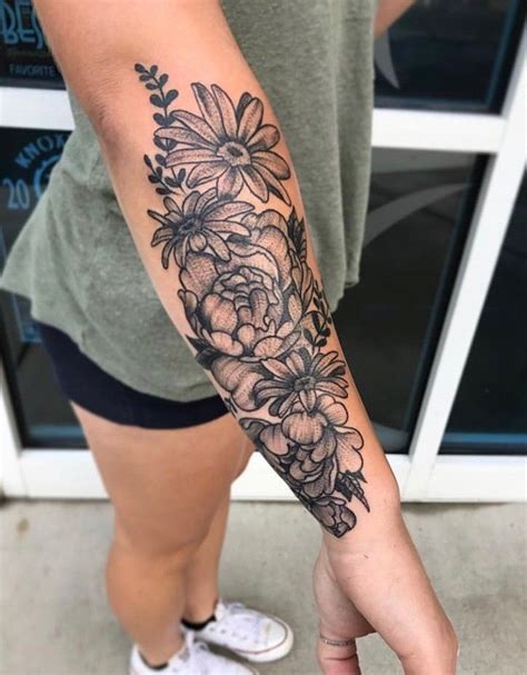 Forearm Flower Tattoos For Girls
